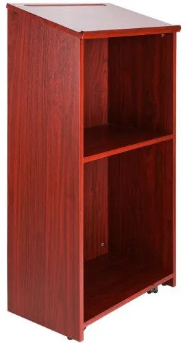 VEVOR Podium Stand, 47 in Hostess Stand with 4 Rolling Wheels, Wood Podium with Storage Shelves, and Slant Desktop, Lecterns &amp; Podiums for Church, Office, School, Home, Brown