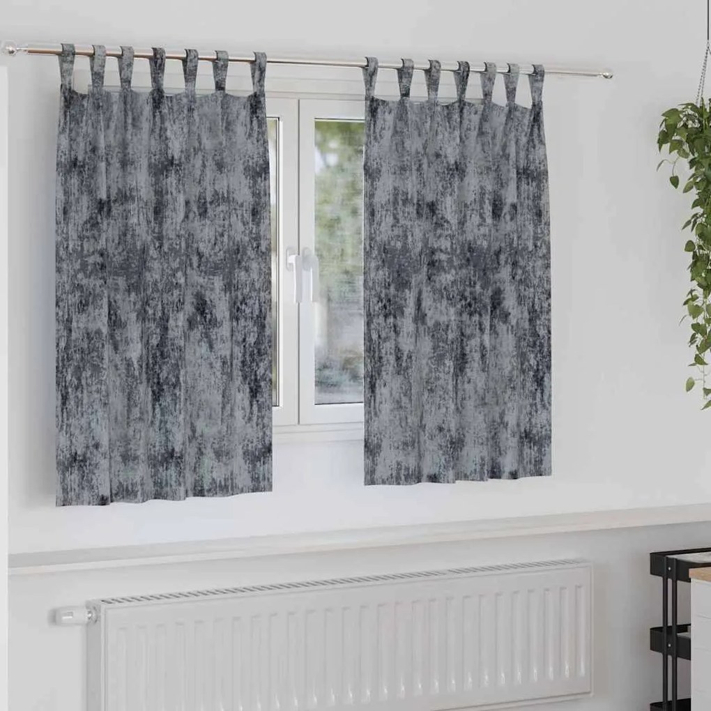 vidaXL Κουρτίνα με κουρτίνες 2 pcs Ασημί Γκρι 140 x 140 cm Βελούδο