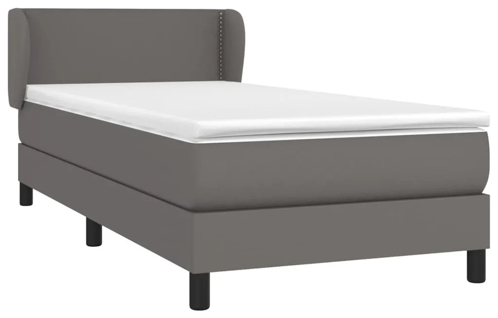 Κρεβάτι Boxspring με Στρώμα Γκρι 80 x 200 εκ. Συνθετικό Δέρμα - Γκρι