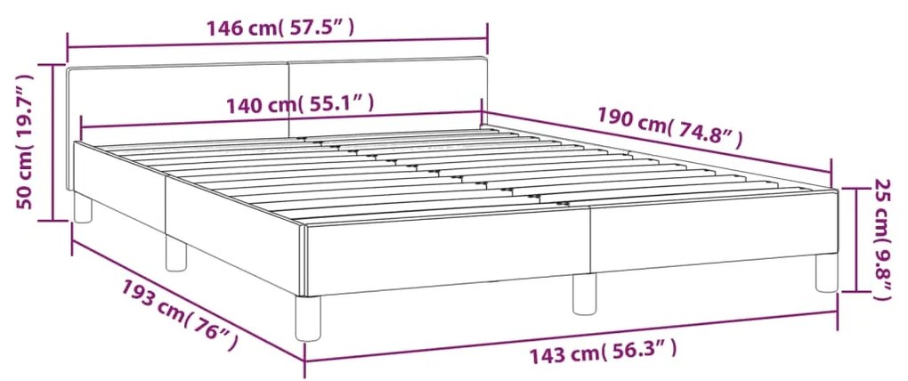 ΠΛΑΙΣΙΟ ΚΡΕΒΑΤΙΟΥ ΜΕ ΚΕΦΑΛΑΡΙ ΛΕΥΚΟ 140X190 ΕΚ. ΣΥΝΘΕΤΙΚΟ ΔΕΡΜΑ 347496