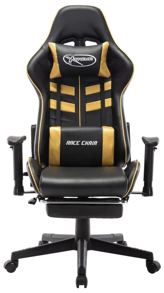 Καρέκλα Gaming με Υποπόδιο Μαύρο/Χρυσός από Συνθετικό Δέρμα - Πολύχρωμο