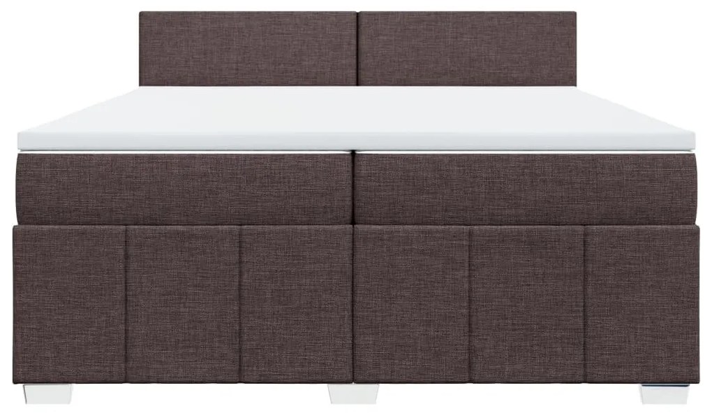 Κρεβάτι Boxspring με Στρώμα Σκούρο Καφέ 200x200 εκ. Υφασμάτινο - Καφέ