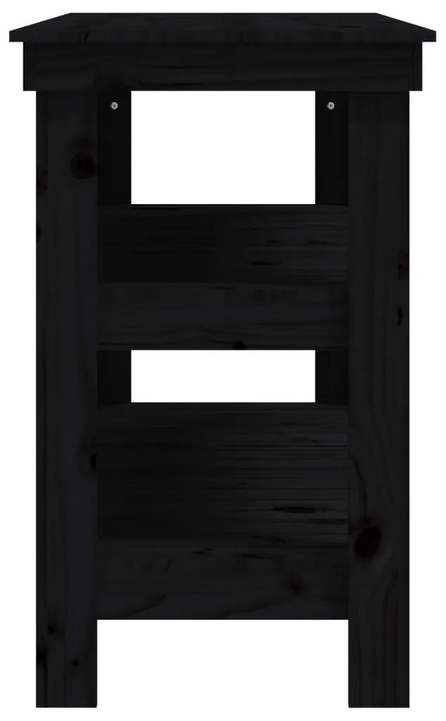 vidaXL Πάγκος Εργασίας Μαύρος 110,5x50x80 εκ. από Μασίφ Ξύλο Πεύκου
