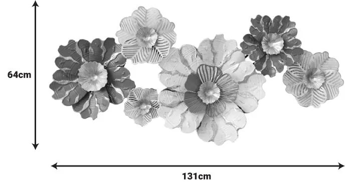 Διακοσμητικό τοίχου Daisy Inart μέταλλο σε χρυσή-λευκή απόχρωση 131x64x9.5εκ