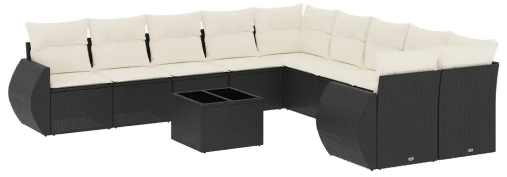 vidaXL Σαλόνι Κήπου Σετ 11 Τεμαχίων Μαύρο Συνθετικό Ρατάν με Μαξιλάρια