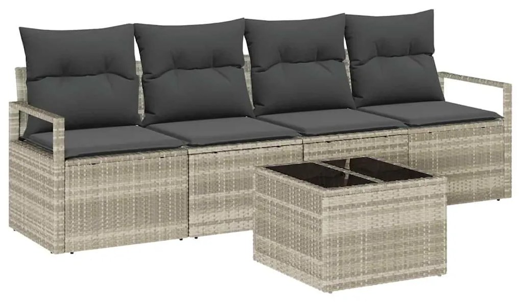 vidaXL Σετ Καναπέ Κήπου 5 pcs Ανοιχτό γκρι, Σκουρό Γκρι