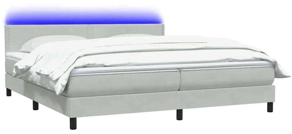 vidaXL Box Spring κρεβάτι με στρώμα ανοιχτό γκρι 200x220 εκ. Βελούδινο