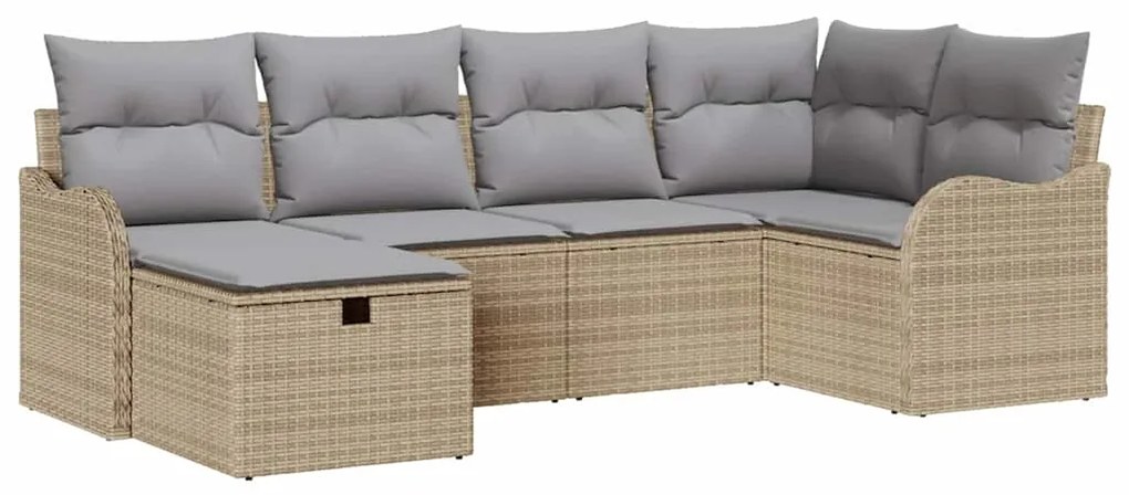 vidaXL Σετ Καναπέ Κήπου με μαξιλάρι 6 pcs μπεζ και ανοιχτό γκρι