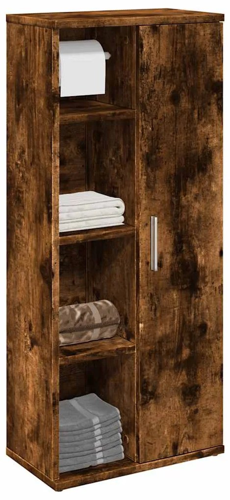 Ντουλάπι μπάνιου με θήκη για ρολά Καπνιστή Δρυς 39x22x90 εκ.