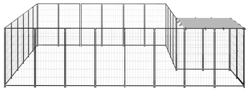 vidaXL Σπιτάκι Σκύλου Μαύρο 12,1 μ² Ατσάλινο