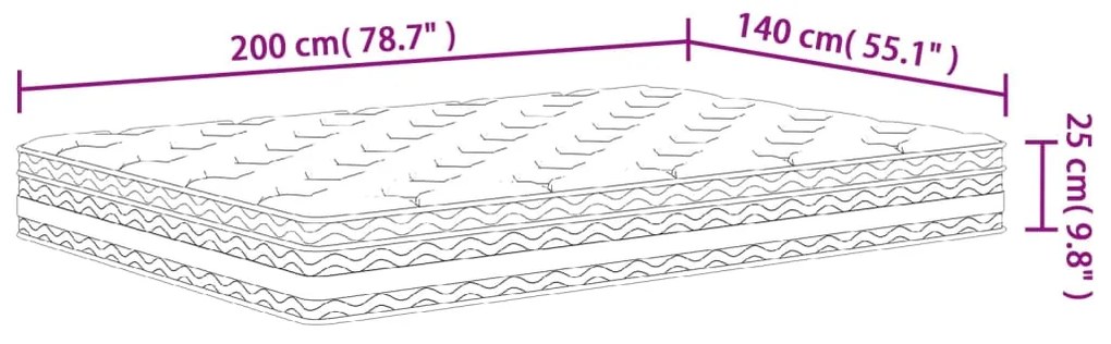 Στρώμα με Pocket Springs Μεσαία 140x200 εκ. - Λευκό