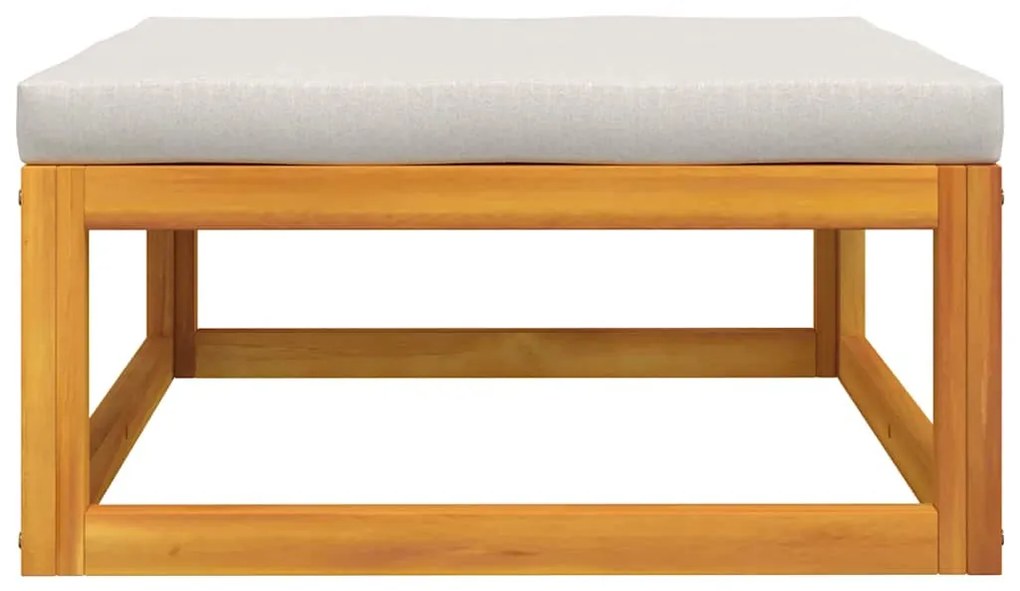 vidaXL Υποπόδιο Κήπου Μασίφ Ξύλο Ακακίας με Ανοιχτό Γκρι Μαξιλάρι