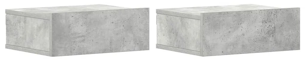 vidaXL Κομοδίνα Κρεμαστά 2τεμ. Γκρι Σκυροδ. 40x30x15εκ. από Επεξ. Ξύλο