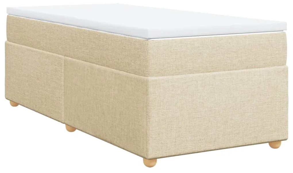 vidaXL Κρεβάτι Boxspring με Στρώμα Κρεμ 90x200 εκ.Υφασμάτινο