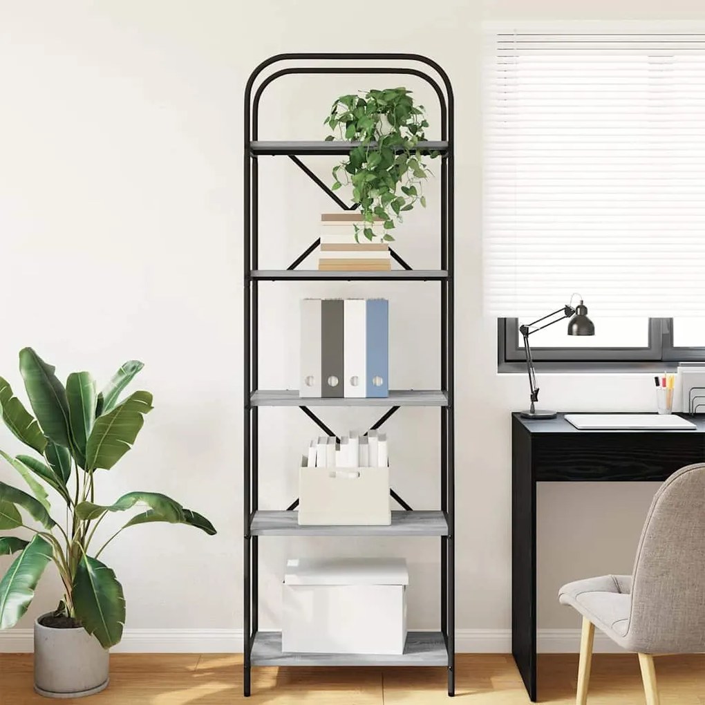vidaXL Ράφι Βιβλίων Γκρι sonoma 60 x 30 x 183 εκ Επεξεργασμένο ξύλο