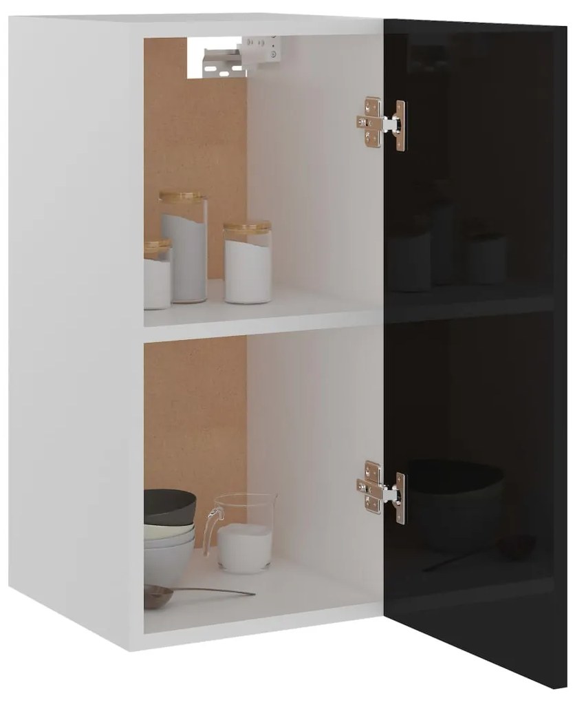 vidaXL Ντουλάπι Κρεμαστό Γυαλιστερό Μαύρο 29,5x31x60 εκ. Μοριοσανίδα