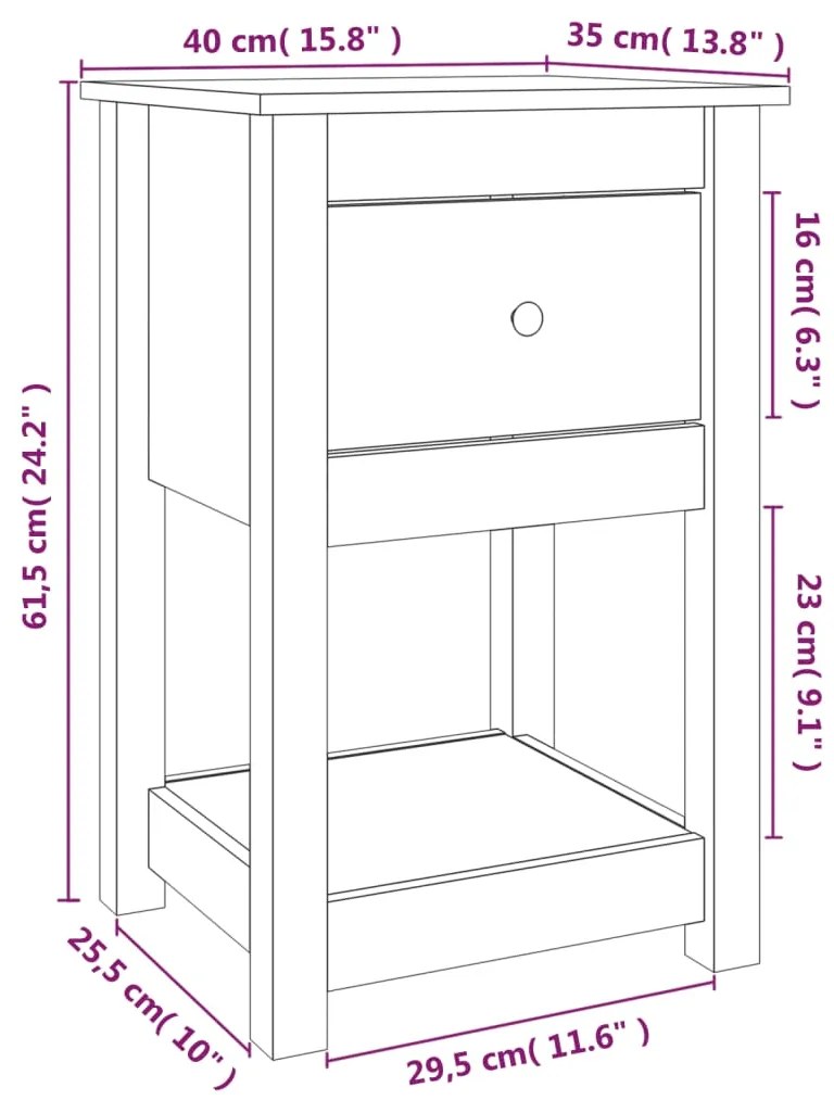 ΚΟΜΟΔΙΝΟ 40 X 35 X 61,5 ΕΚ. ΑΠΟ ΜΑΣΙΦ ΞΥΛΟ ΠΕΥΚΟΥ 821729