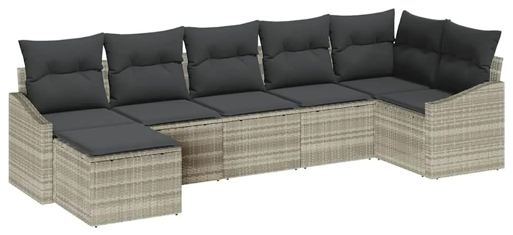 vidaXL Σετ Καναπέ Κήπου με μαξιλάρι 7 pcs Ανοιχτό γκρι συνθετικό ρατάν