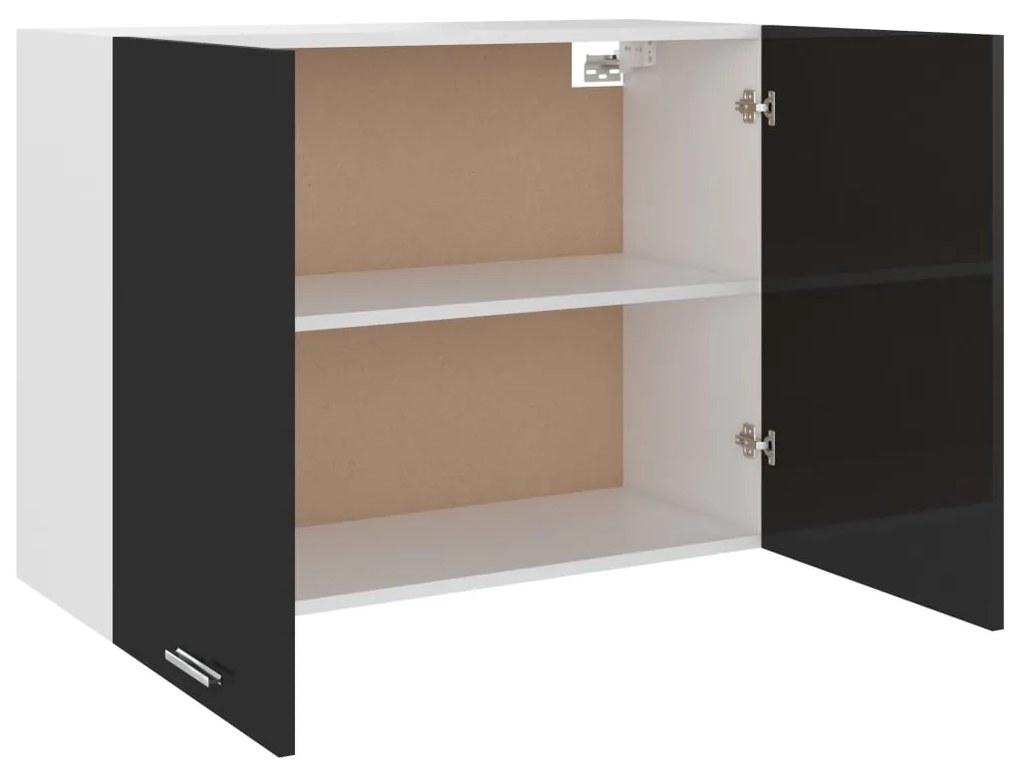 vidaXL Ντουλάπι Κρεμαστό Γυαλιστερό Μαύρο 80x31x60 εκ. από Μοριοσανίδα