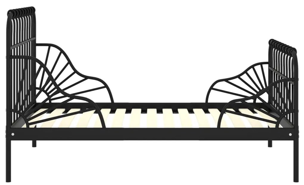 vidaXL Πλαίσιο Κρεβατιού Επεκτεινόμενο Μαύρο 80x130/200 εκ. Μεταλλικό