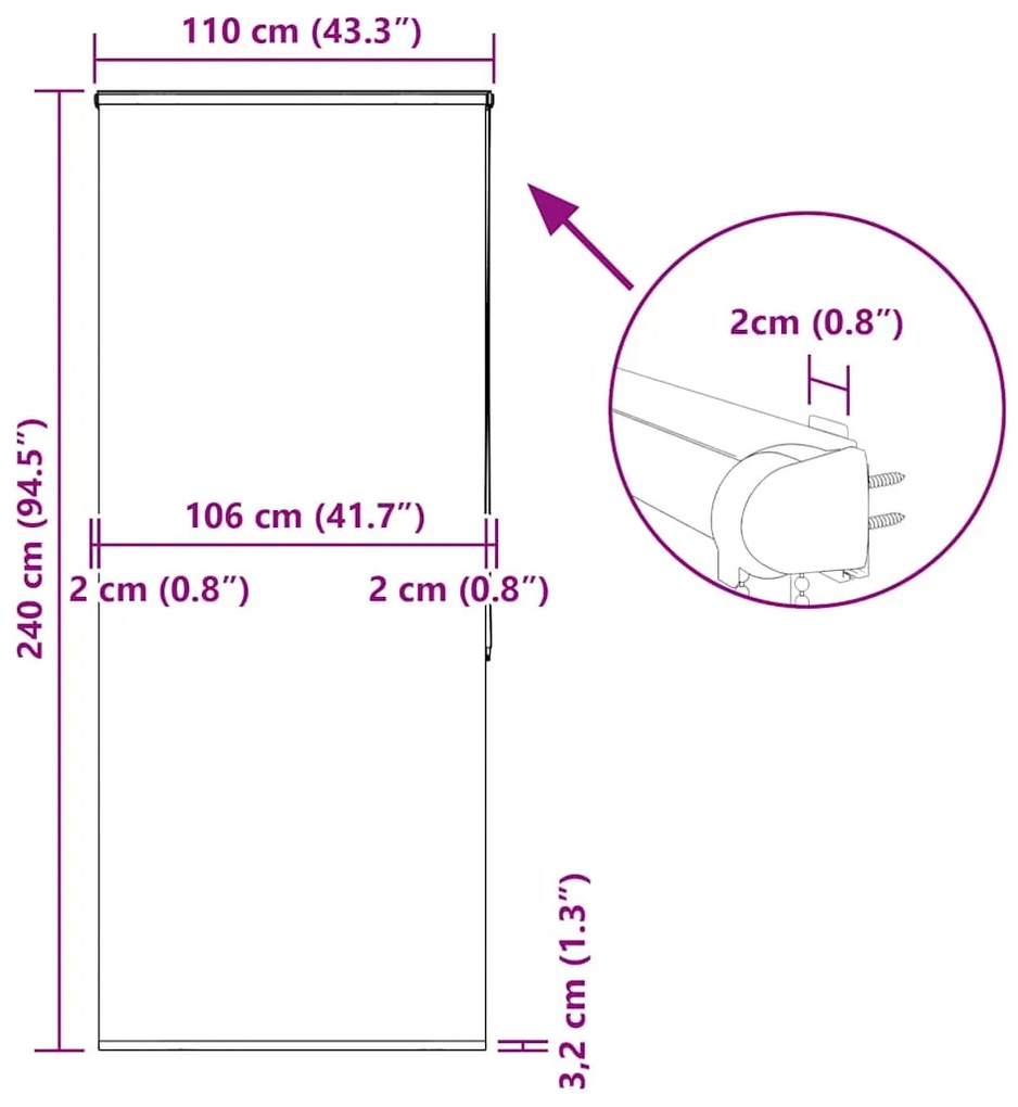 Κουρτίνα Μπάνιου Ρολό κασέτα 110x240εκ. Πλάτος υφάσματος 106εκ. - Γκρι