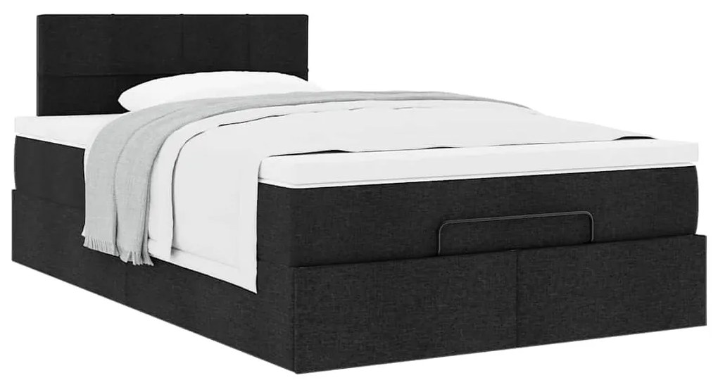 vidaXL Οθωμανικό κρεβάτι με στρώμα Μαύρο 120x200cm Ύφασμα