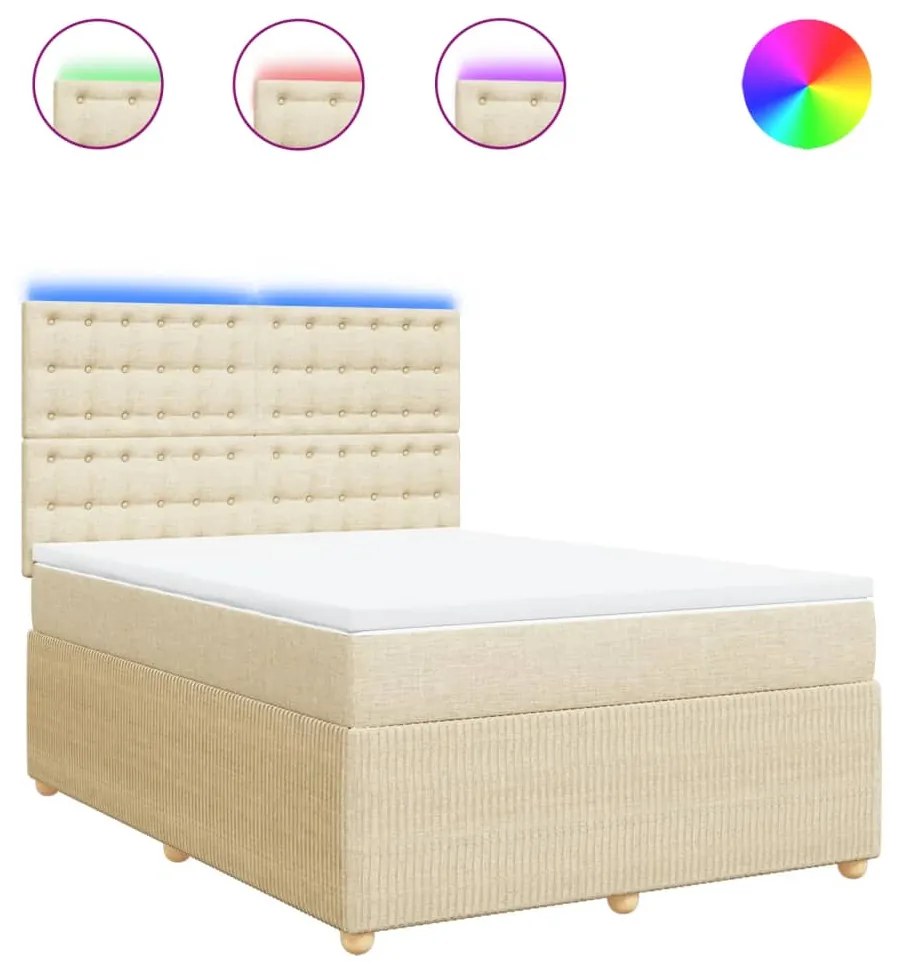 vidaXL Κρεβάτι Boxspring με Στρώμα Κρεμ 160x200 εκ. Υφασμάτινο