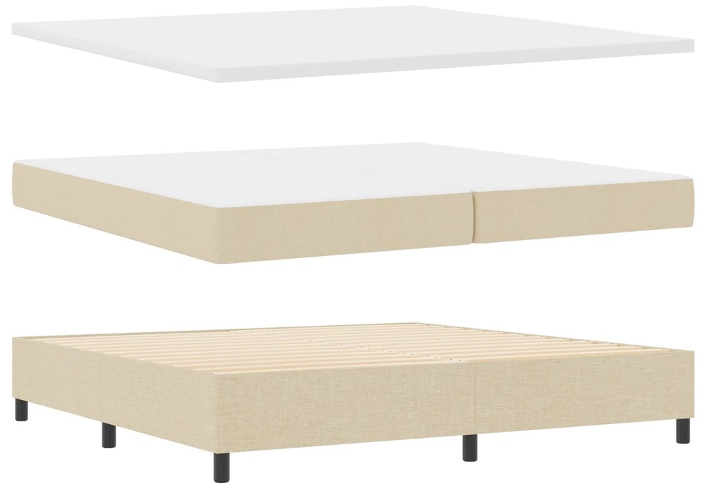 vidaXL κρεβάτι  με στρώμα - κρεμ - 200x200 cm, υφασμάτινο