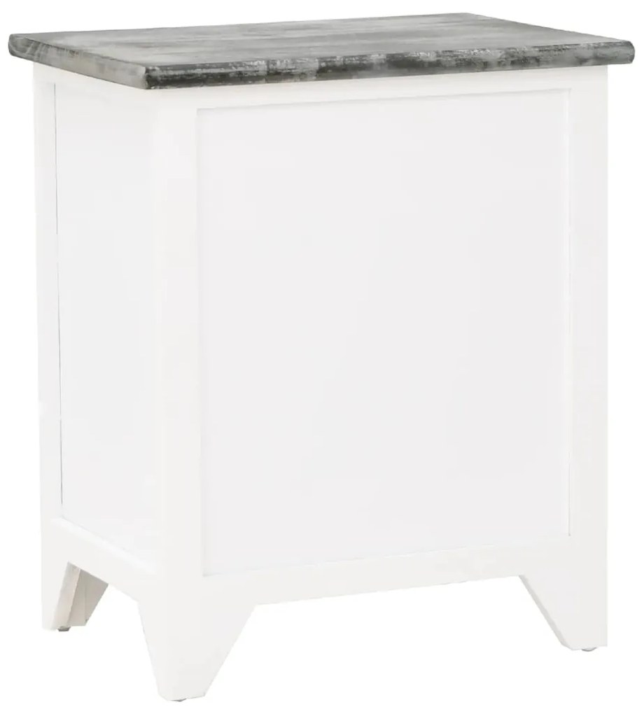 vidaXL Κομοδίνο Γκρι και Λευκό 38 x 28 x 45 εκ. από Ξύλο Παυλώνιας