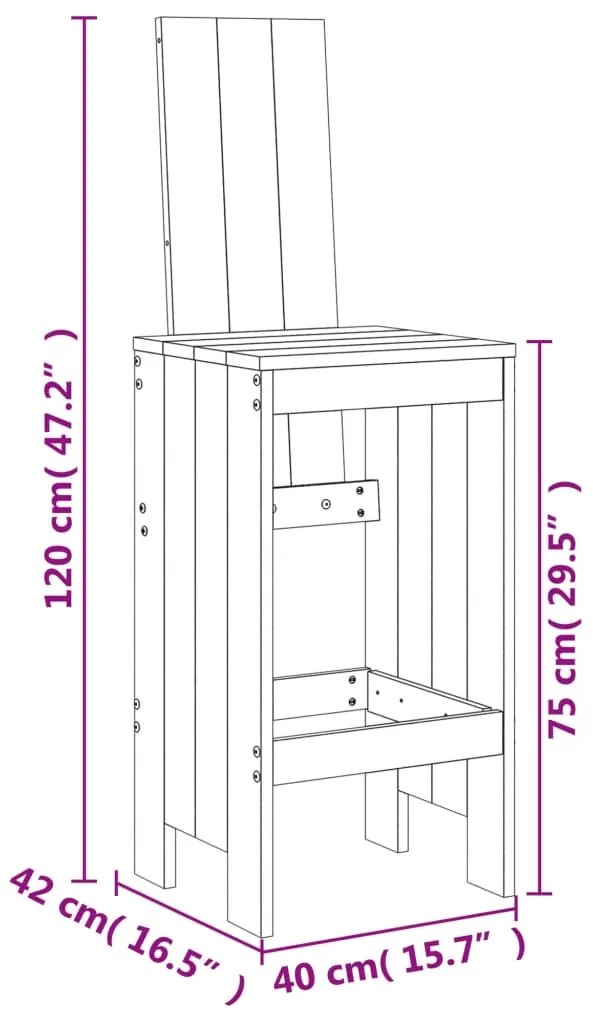 Σκαμπό Μπαρ 2 Τεμ. Μαύρα 40x42x120 εκ. από Μασίφ Ξύλο Πεύκου - Μαύρο