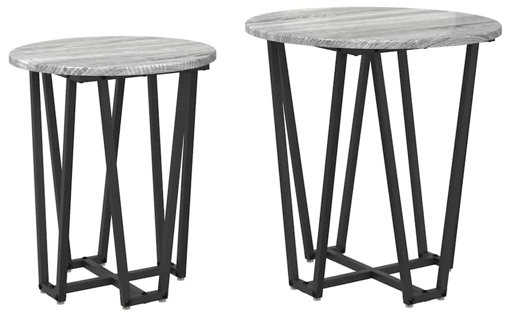 vidaXL Σετ βοηθητικά τραπεζάκια 2 pcs Γκρι σονόμα και Μαύρο