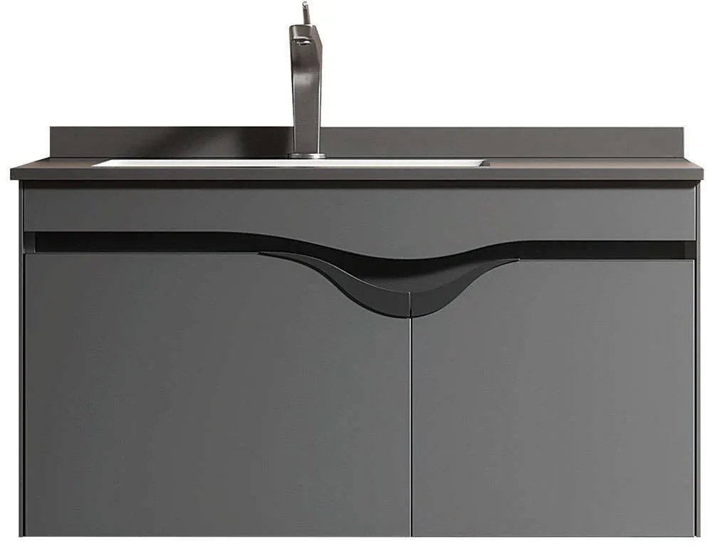 Έπιπλο Μπάνιου Πάγκος Με Νιπτήρα Diva S3BDIV080ANTH 80x50cm Anthracite Polywood,Porcelain
