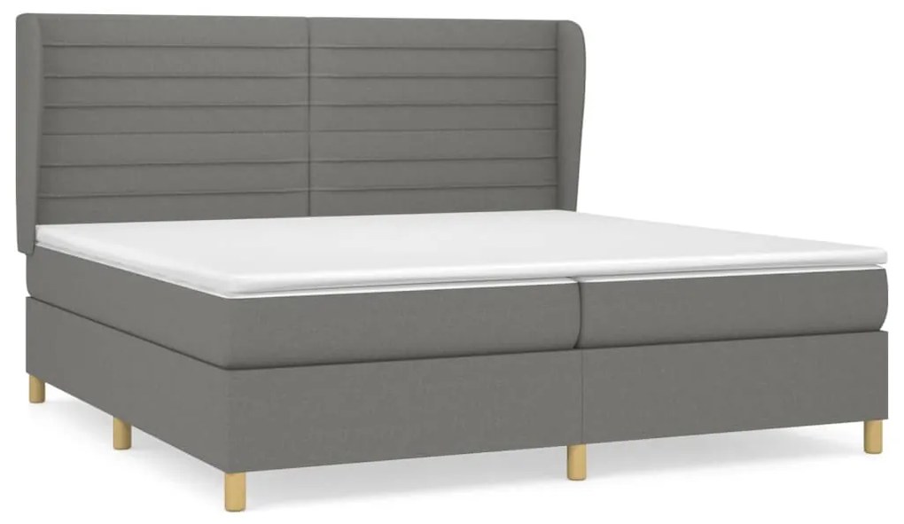 vidaXL Κρεβάτι Boxspring με Στρώμα Σκούρο Γκρι 200x200 εκ. Υφασμάτινο