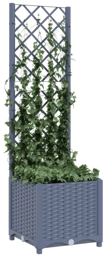 Ζαρντινιέρα Κήπου με Καφασωτό Μπλε Γκρι 40x40x136 εκ. από PP 318249