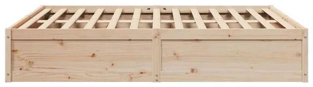 Σκελετός Κρεβατιού Χωρίς Στρώμα 200x200 εκ Μασίφ Ξύλο Πεύκου - Καφέ