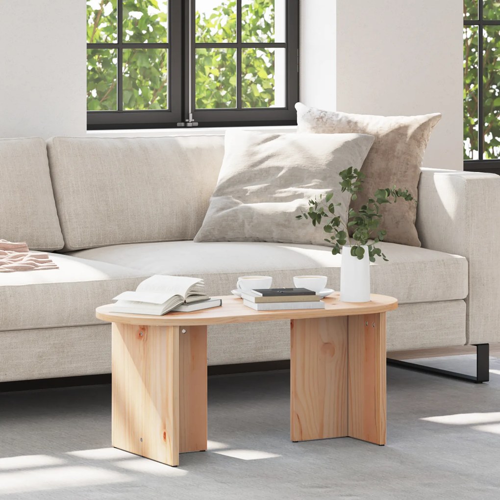 vidaXL Τραπεζάκι σαλονιού Φυσικό 80 x 39.5 x 35 εκ. Μασίφ ξύλο πεύκου