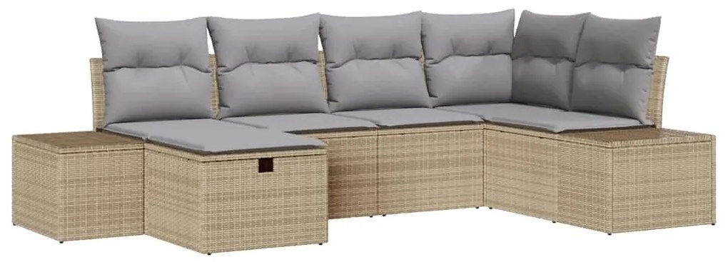 vidaXL Σετ Καναπέ Κήπου με μαξιλάρι 6 pcs Μπεζ συνθετικό ρατάν