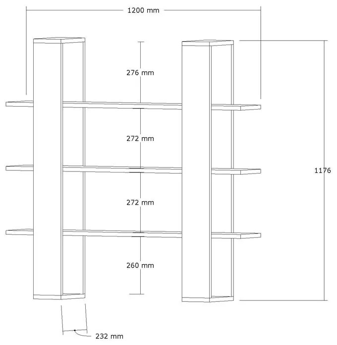 Βιβλιοθήκη Yotek σε καρυδί απόχρωση 120x23x120εκ 120x23x120 εκ.