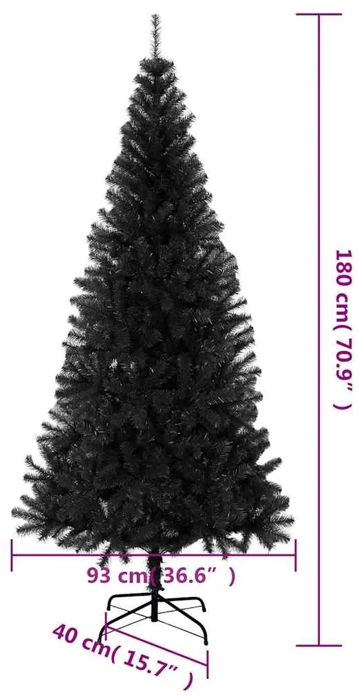 vidaXL Χριστουγεννιάτικο Δέντρο Τεχνητό Με Βάση Μαύρο 180 εκ. PVC