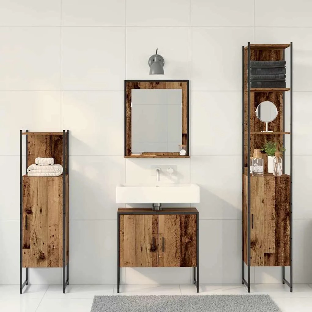 vidaXL Σετ Επίπλων Μπάνιου με αποθήκευση 4 pcs Καφέ 33 x 33 x 185.5 εκ