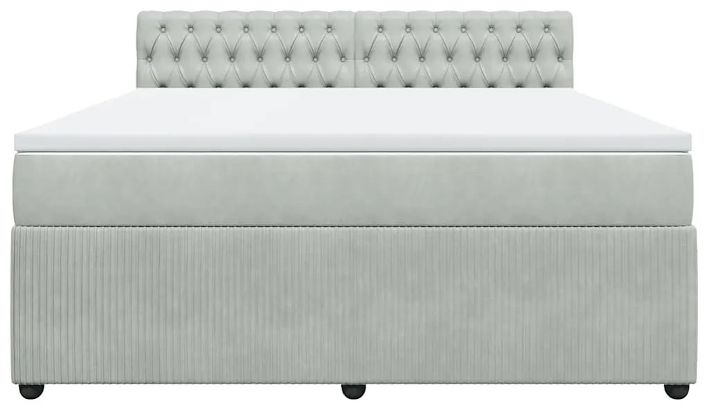 vidaXL Κρεβάτι Boxspring με Στρώμα Ανοιχτό Γκρι 180x200 εκ. Βελούδινο