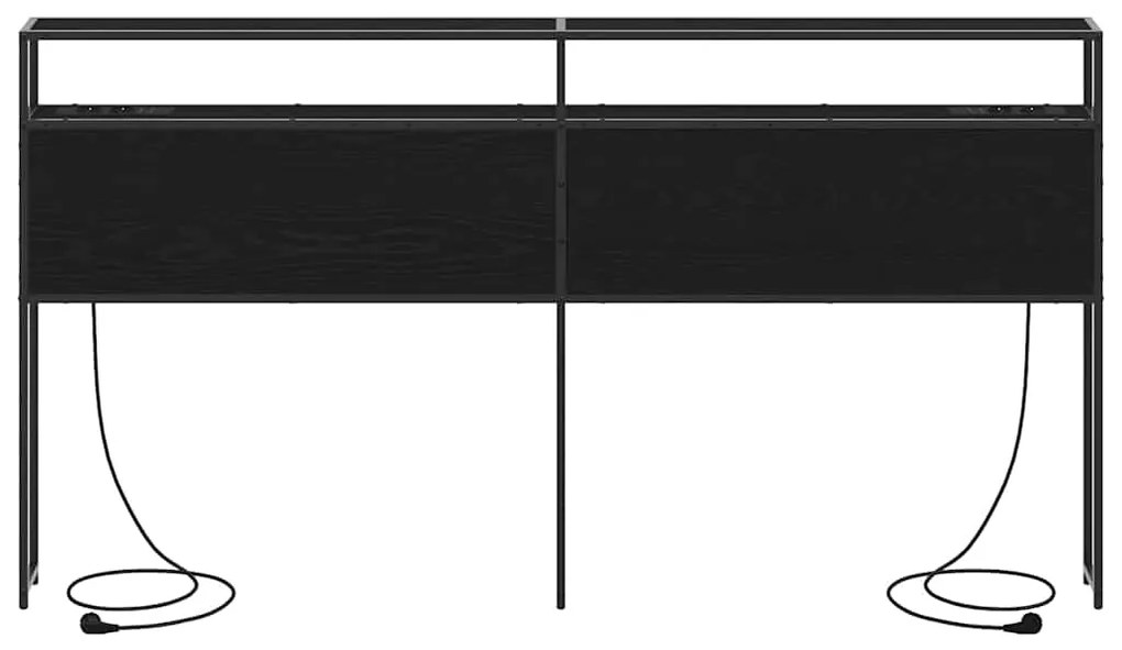 vidaXL Κεφαλάρι Αποθήκης με ράφι Μαύρη δρυς 180 cm Επεξεργασμένο ξύλο