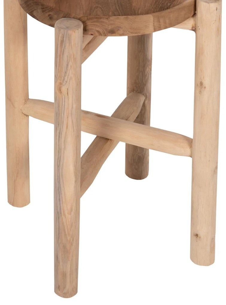 Τραπεζάκι σαλονιού Βοηθητικό HOVER Ξύλο TEAK σε Φυσικό Φ30x50Υεκ. 30x30x50 εκ.