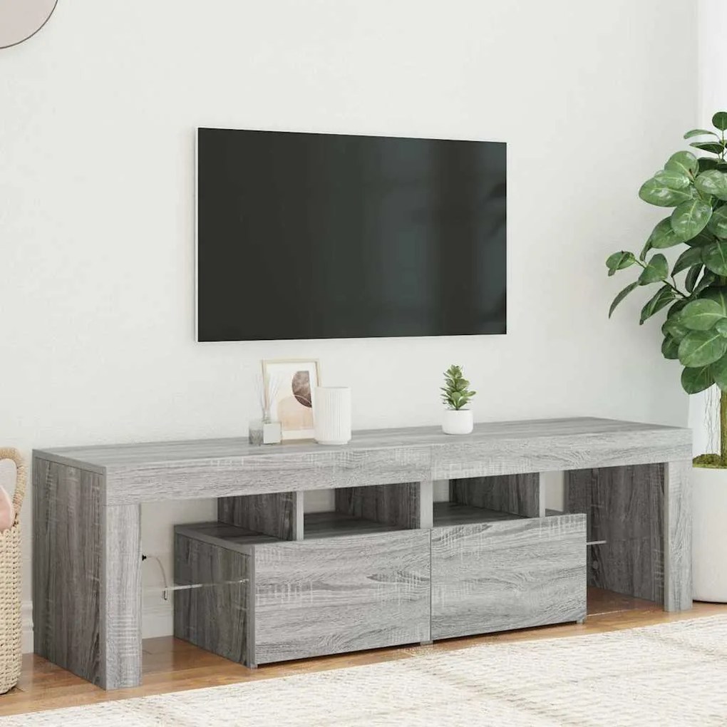 vidaXL Έπιπλο Τηλεόρασης με LED Γκρι Sonoma 140 x 36,5 x 40 εκ.