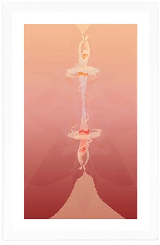Αφίσα με πασπαρτού Χορός μπαλαρίνας - 40x60 white