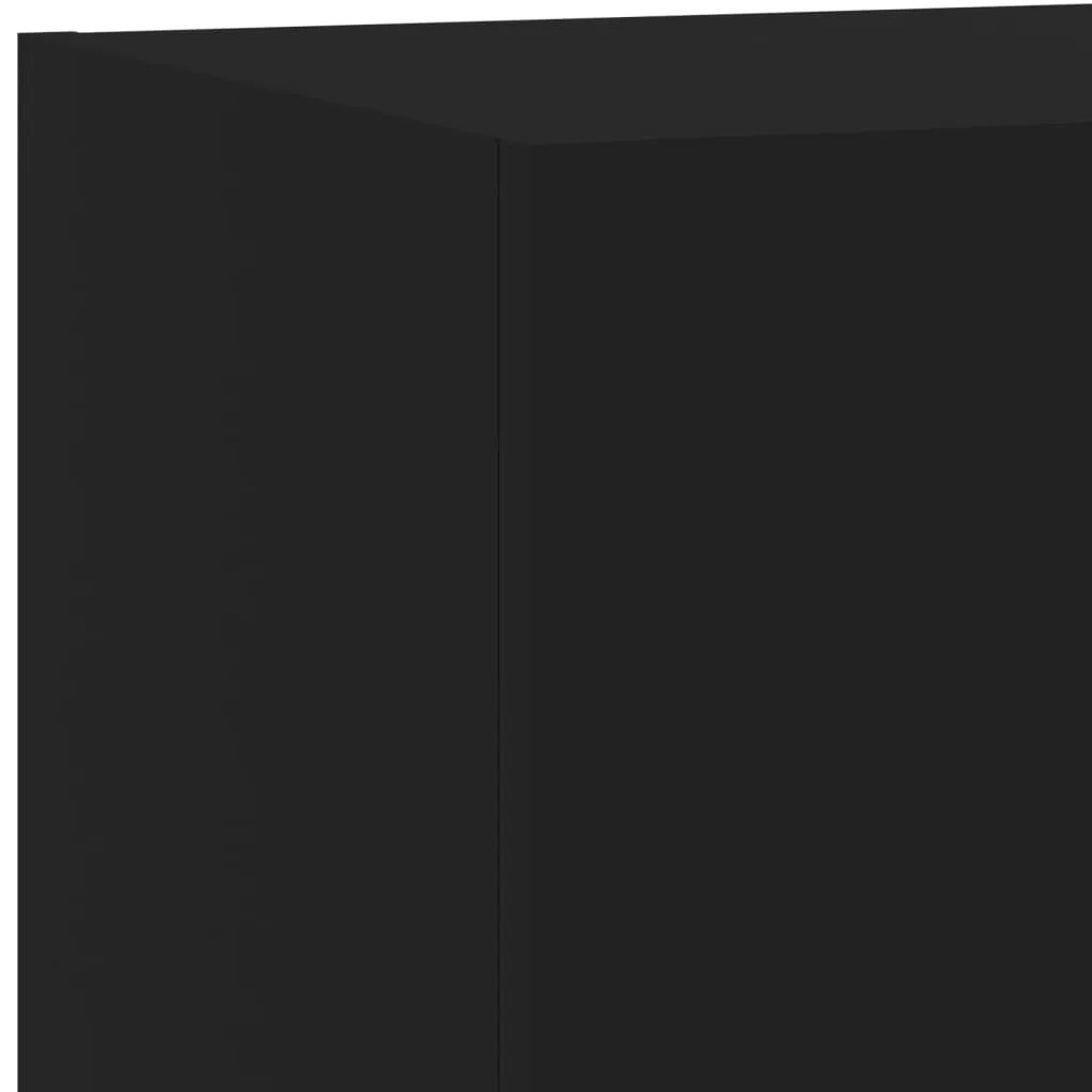 Έπιπλο Τοίχου Τηλεόρασης με LED Μαύρο 80x35x31 εκ. - Μαύρο