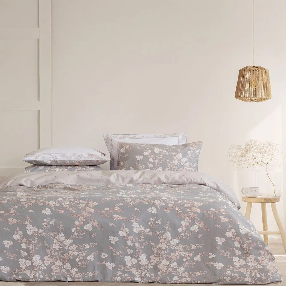Σεντόνια Φανελένια Florian (Σετ 4τμχ) Grey-Pink Nima Υπέρδιπλo 240x260cm 100% Cotton Flannel