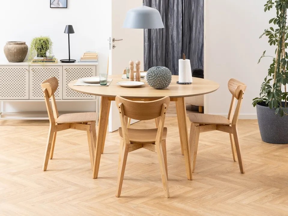 Τραπέζι Oakland 630, Ανοιχτό χρώμα ξύλου, 76cm, 35 kg, Ινοσανίδες μέσης πυκνότητας, Φυσικό ξύλο καπλαμά, Ξύλο, Ξύλο: Καουτσούκ | Epipla1.gr