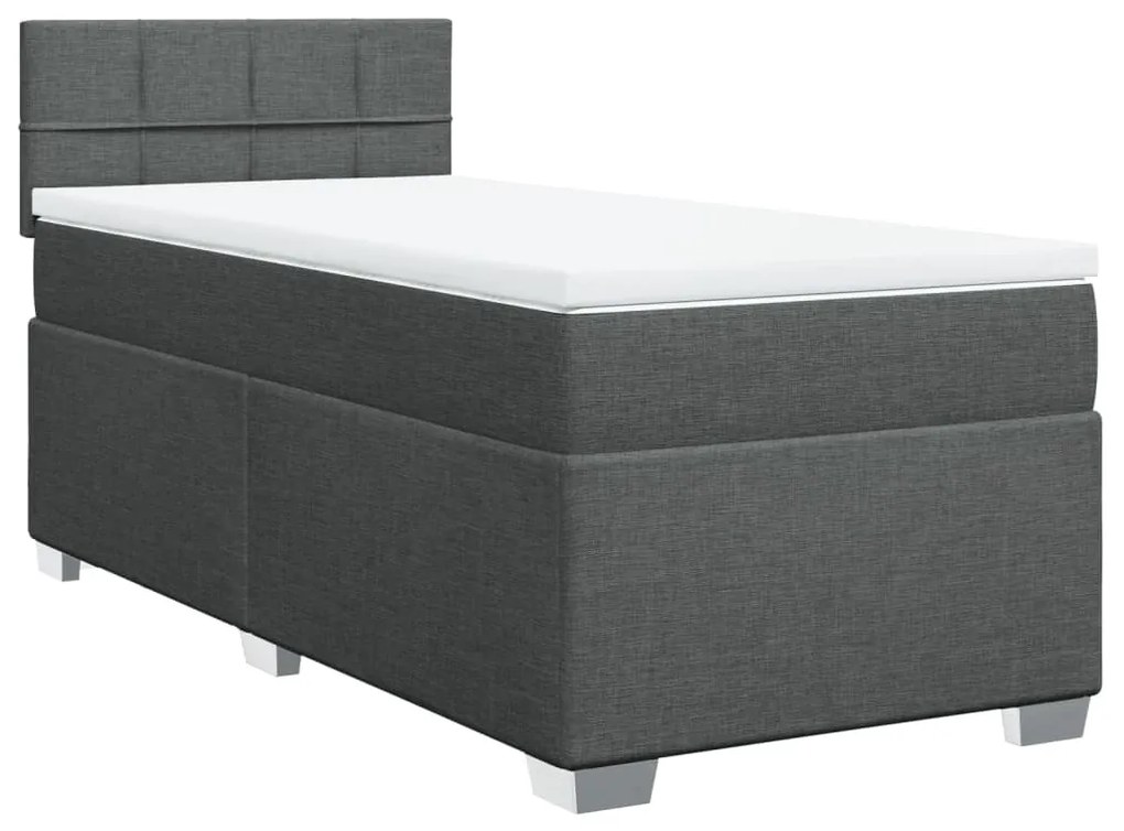 vidaXL Κρεβάτι Boxspring με Στρώμα Σκούρο Γκρι 90x190 εκ. Υφασμάτινο