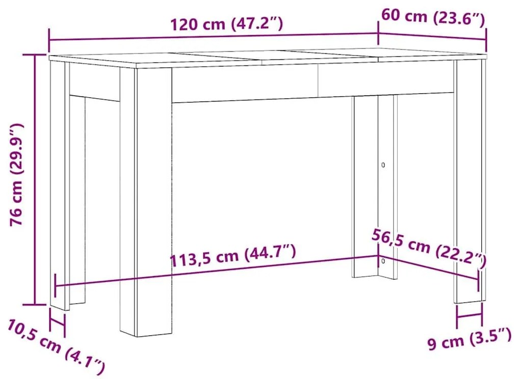 Τραπεζαρία Παλιό Ξύλο 120 x 60 x 76 εκ. από Μοριοσανίδα - Καφέ